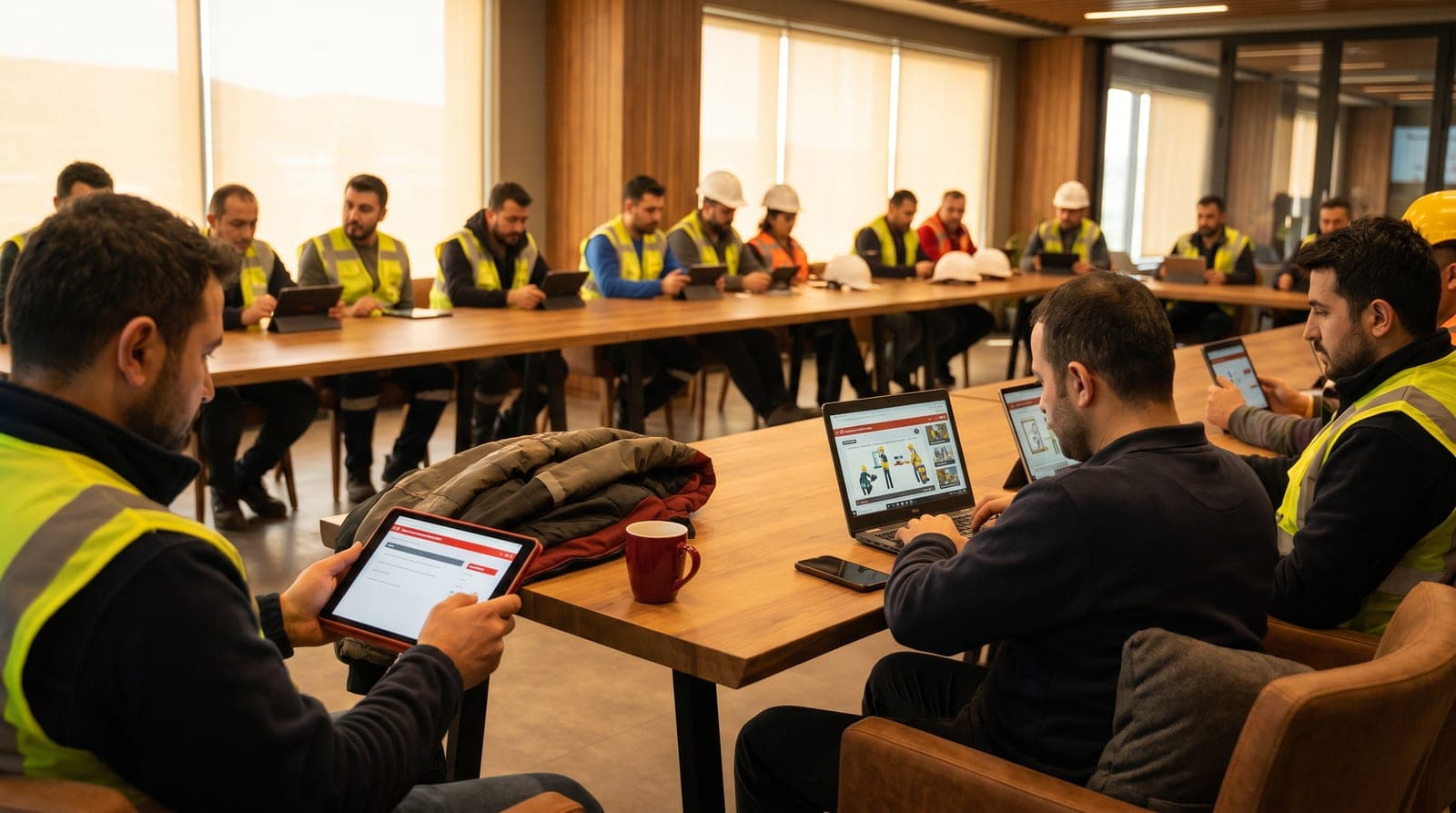 Çalışanların tablet ve bilgisayar üzerinden uzaktan isg eğitimi alması