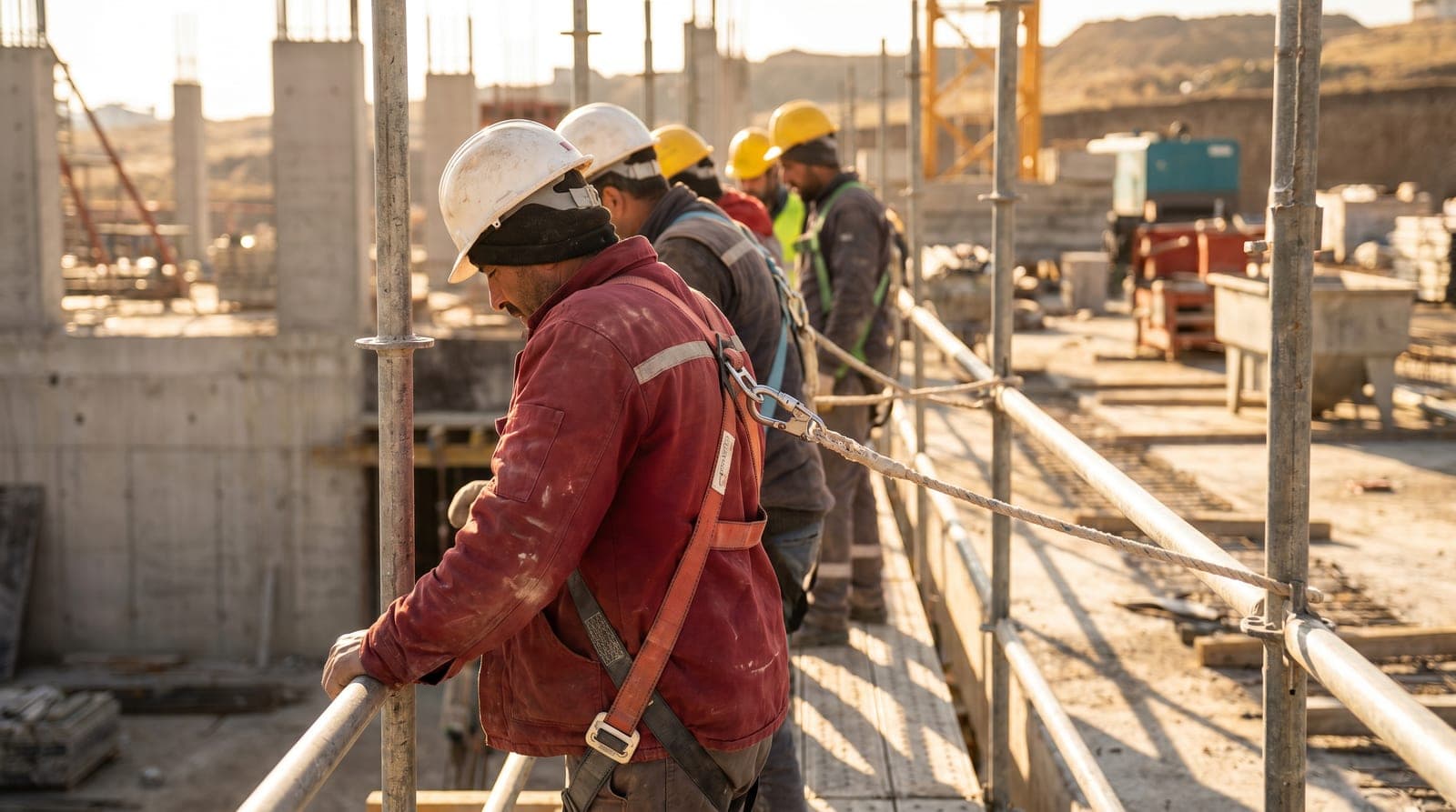 İskele üzerinde güvenli yüksekte çalışma uygulaması