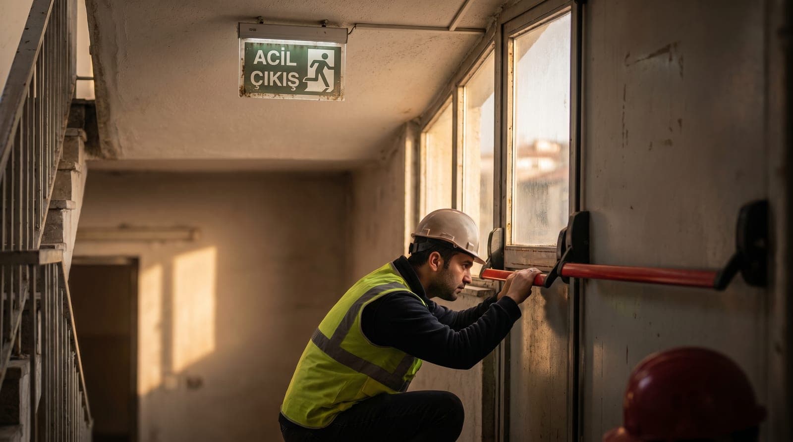 Yangın çıkış kapısı ve acil tahliye yönlendirme tabelası kontrolü