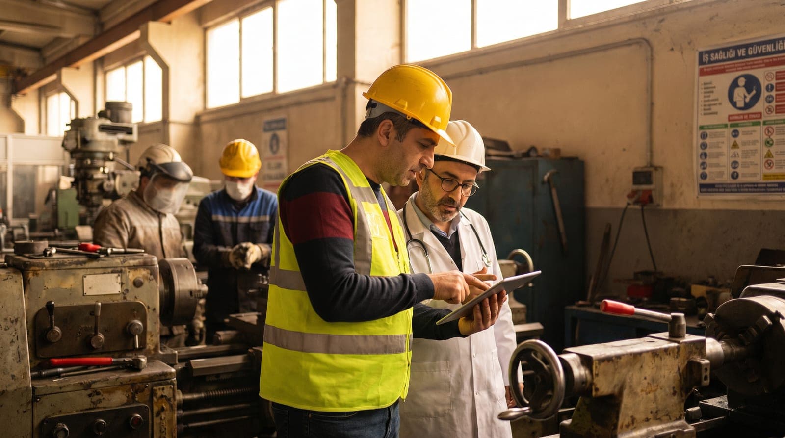 Sahada ergonomik risk değerlendirmesi yapan İSG profesyonelleri